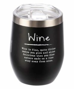 Primitives by Kathy | Black & White 'Wine' Wine Tumbler