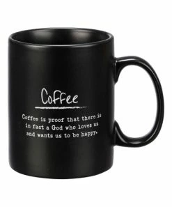 Primitives by Kathy | Black & White 'Coffee is Proof' Mug