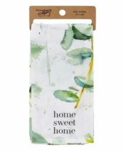 Primitives by Kathy | Green & White Watercolor 'Home Sweet Home' Dish Towel