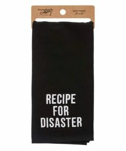 Primitives by Kathy | Black & White 'Recipe For Disaster' Dish Towel