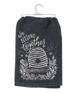Primitives by Kathy | Black & White 'We Beelong Together' Bee Hive Dish Towel