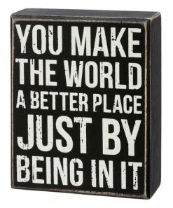 Primitives by Kathy | Black & White 'A Better Place' Block Sign
