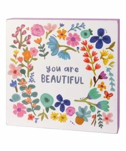 Primitives by Kathy | White & Pink 'You Are Beautiful' Box Sign