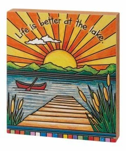 Primitives by Kathy | Orange & Yellow 'Life Is Better at the Lake' Box Sign