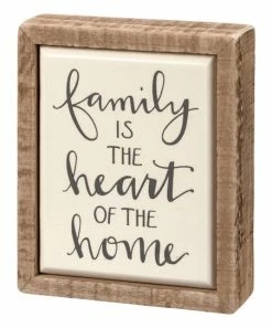 Primitives by Kathy | Beige & Gray 'Family Is the Heart of the Home' Box Sign