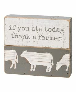 Primitives by Kathy | White & Gray 'Thank a Farmer' Box Sign
