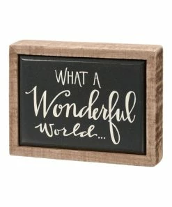 Primitives by Kathy | Black & White 'What a Wonderful World' Box Sign