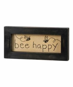 Primitives by Kathy | Beige & Black 'Bee Happy' Stitchery Box Sign
