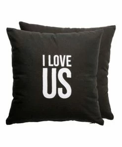 Primitives by Kathy | Black & White 'I Love Us' Throw Pillow