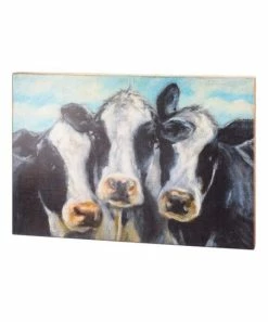 Primitives by Kathy | Black & White Three Cows Box Sign