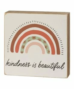 Primitives by Kathy | White & Pink 'Kindness' Block Sign