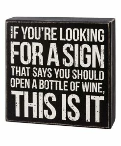 Primitives by Kathy | Black & White 'Bottle of Wine' Box Sign