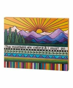 Primitives by Kathy | Orange 'The Mountains Are Calling, and I Must Go' Box Sign