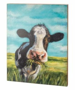 Primitives by Kathy | Blue & Green Cow With a Mouthful Box Sign