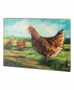 Primitives by Kathy | Blue & Green Curious Chicken Block Sign