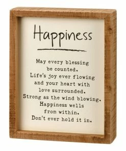 Primitives by Kathy | Cream & Brown 'Happiness' Inset Box Sign
