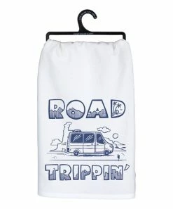 Primitives by Kathy | White & Navy 'Road Trippin'' Dish Towel