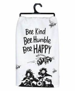 Primitives by Kathy | White & Black 'Bee Kind' Dish Towel