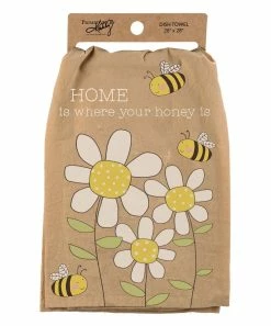 Primitives by Kathy | Khaki & Yellow 'Where Your Honey Is' Daisies Tea Towel Set