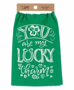 Primitives by Kathy | Green & White 'My Lucky Charm' Clover Tea Towel Set
