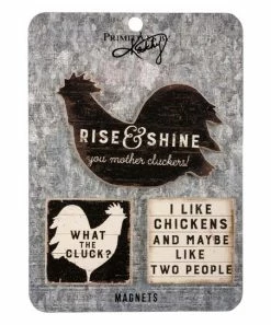 Primitives by Kathy | Black & White 'Rise & Shine' Magnet Set