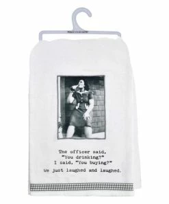 Primitives by Kathy | White & Gray 'You Drinking' Dish Towel