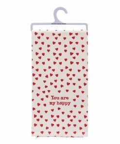 Primitives by Kathy | Beige & Red Hearts 'You Are my Happy' Kitchen Towel