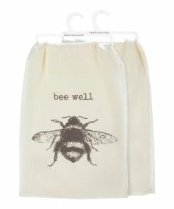 Primitives by Kathy | White 'Bee Well' Dish Towel - Set of Two