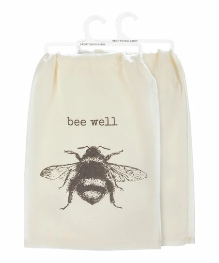 Primitives by Kathy | White 'Bee Well' Dish Towel - Set of Two