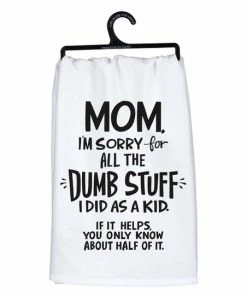 Primitives by Kathy | White & Black 'Dumb Stuff' Dish Towel