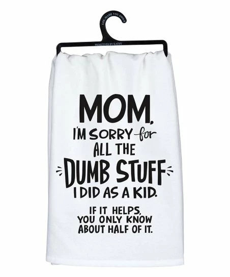 Primitives by Kathy | White & Black 'Dumb Stuff' Dish Towel