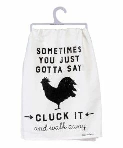 Primitives by Kathy | White & Black 'Cluck It' Dish Towel