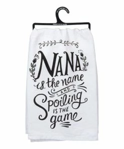 Primitives by Kathy | White & Black 'Nana is the Name' Cotton Dish Towel