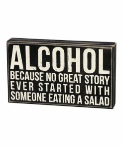 Primitives by Kathy | Black & White 'No Story Started with Salad' Box Sign