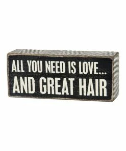 Primitives by Kathy | Black & White 'Love and Great Hair' Wood Box Sign