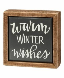 Primitives by Kathy | Black 'Warm Winter Wishes' Box Sign