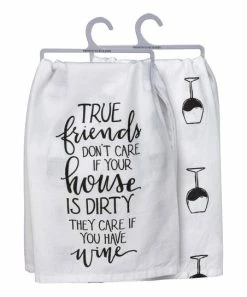 Primitives by Kathy | White & Black 'True Friends' Dish Towel