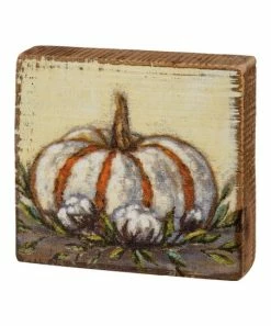 Primitives by Kathy | White & Orange Pumpkin Box Sign