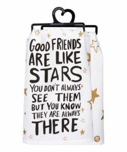 Primitives by Kathy | White & Black 'Good Friends Are Like Stars' Dish Towel