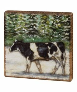 Primitives by Kathy | Block Sign - Winter Cow