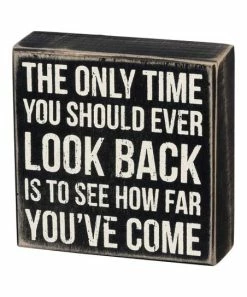 Primitives by Kathy | Black & White Distressed 'See How Far You've Come' Box Sign