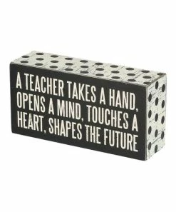 Primitives by Kathy | Black & White 'A Teacher' Box Sign