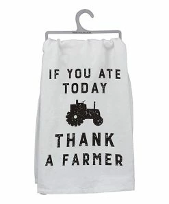 Primitives by Kathy | White & Black 'Thank a Farmer' Cotton Dish Towel