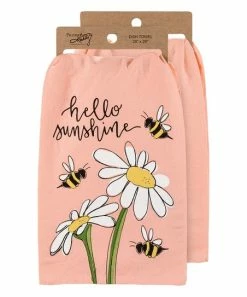 Primitives by Kathy | Pink & White Bee 'Sunshine' Bee Daisy Dish Towel