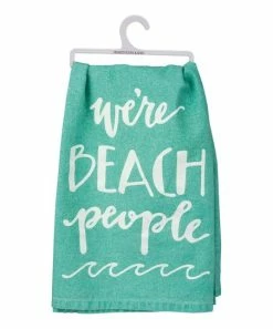 Primitives by Kathy | Green & White 'We're Beach People' Dish Towel
