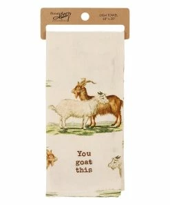 Primitives by Kathy | Brown & Tan 'You Goat This' Dish Towel