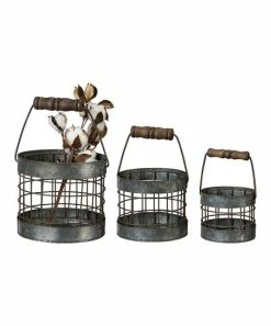 Primitives by Kathy | Dark Gray & Brown Wire Grid Basket - Set of Three
