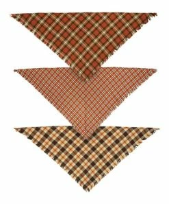 Primitives by Kathy | Orange & White Plaid Large Pet Bandanna Set