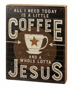 Primitives by Kathy | Black & Brown 'A Little Coffee' Box Sign