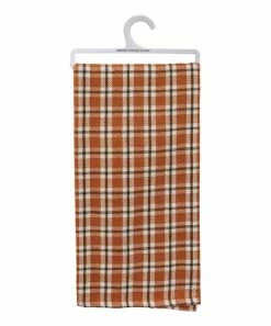 Primitives by Kathy | Orange & White Plaid Dish Towel